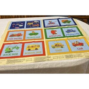 RICHARD SCARRY BUSYTOWN Cotton Fabric PANEL Cut Sew Book Toddler Quilt OOP HTF